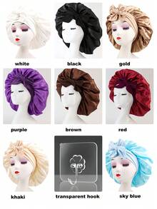 SHEIN Luxury Satin Silk Bandana With Adjustable Tie - Lightweight Hair Care Hat For All Night Comfort, Conditioning And Showering - Men's And Women's Bow Simulated Silk Beauty Hair Care Wide-Brimmed Hat Bandana Sleeping Hat - Multicolor - View 4