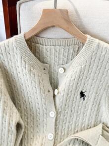 INAWLY Bộ 2 món áo hai dây đan xoắn và áo khoác cardigan thời trang nữ - Màu Khaki - Xem 4
