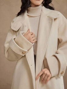 DAZY Women's Elegant Solid Color Overcoat, Autumn/Winter