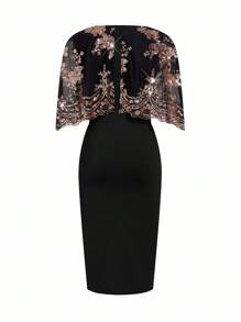 Ellevyn 亮片花朵刺绣迷人优雅派对礼服，适合派对和聚会 - 黑色 - 查看 10