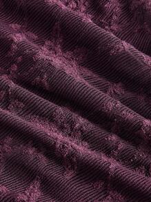 SHEIN MOD 大码女式紫色蕾丝露肩优雅长裙，适合新年、情人节、约会、派对、通勤、度假 - 紫色 - 查看 4