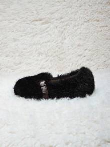 Herbst/Winter Trendige, vielseitige, süße & lustige Plüschfutter warme Mädchen Kleinkind/Baby Flache Sandalen