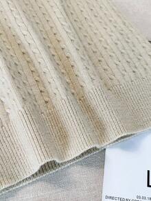 INAWLY Bộ 2 món áo hai dây đan xoắn và áo khoác cardigan thời trang nữ - Màu Khaki - Xem 8