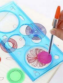 SHEIN 7 件套多功能几何尺模板套装，适用于 DIY 艺术、工艺绘图、剪贴簿、绘画 - 多功能形状模板，可用于素描、子弹日记、手工卡片、缝纫图案 - 随机颜色和动物图案、创意礼物 - 彩色 - 查看 4