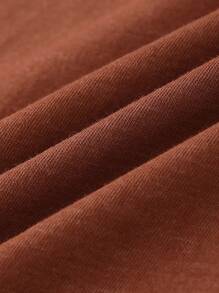 INAWLY 女式简约印花圆领短袖T恤 - 鏽棕色 - 查看 7