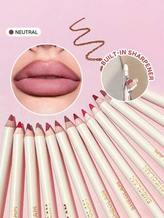 SHEGLAM Lip Feiten Lip Liner-Neutraal Romig-Matte Lip Liner Potlood Hoge Pigment Niet Gemakkelijk Te Vervagen Zijdezachte Matte Contour Tint Lip Make-Up Afstuderen Verjaardag Vakantie Zomer Herfst Y2K Chique Mode Vrouwen Merk Make-Up Cosmetica Beauty Feest Strand Reizen Kamperen Buiten School Campus Uitstapje Festivals Decoratie Cadeau Geschenk Roos Meisje Cosplay Beste Kleur Charme Sfeer