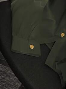 GlowEve Women's Solid Color Front Button Elegant Office Long Sleeve Shirt Fall Cloth For Women