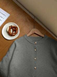 Franclia 女士简约百搭优雅开衫 - 淺灰色 - 查看 5