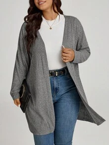 Comfylo 大码纯色休闲外套，适合春秋季穿着，灰色商务休闲风 - 灰色 - 查看 4