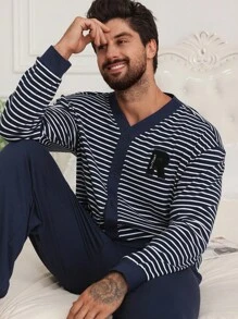 DAZY Cardigan multicolore, set da uomo per il tempo libero, pigiama autunnale - Multicolore - Visualizzare 7