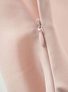 Franclia Women's Elegant Satin High Neck Ruffle Blouse And High Waist Pleated Pants 2 Pieces Set Clothes For University - Pink - View 4