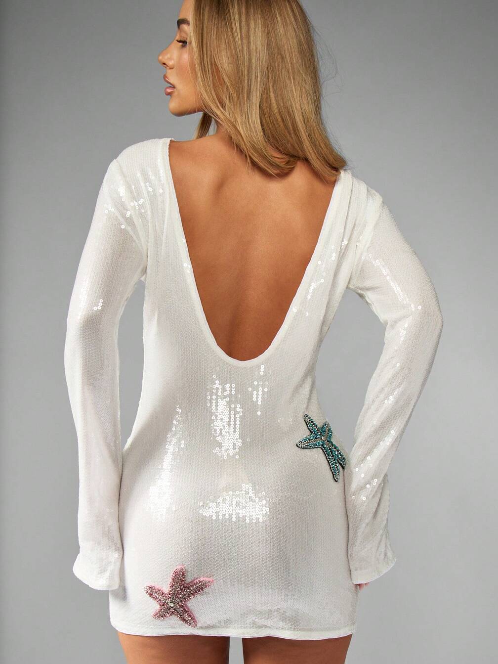 missguided beach dress Sequined Cover Up With Starfish Details｜MISSGUIDED Vintage 90s Onyx Beaded Size(<a href=