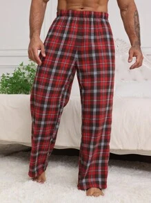 DAZY Spodnie dresowe męskie w czerwoną kratę, jesień, piżama jesienna