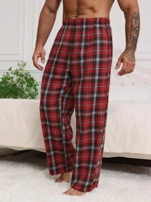 DAZY Spodnie dresowe męskie w czerwoną kratę, jesień, piżama jesienna