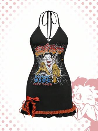Betty Boop | ROMWE Y2K Tiger & Cartoon Figure Graphic Mini Dress