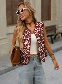 Brillora 秋冬约会装，复古豹纹休闲西装外套，适合秋冬户外度假，常规西装外套，适合夏季海滩度假，校服，非常简单，女士乡村服装，办公室着装，老派服装，教师着装，约会着装，毕业季，女士夹克 - 酒紅色 - 查看 5