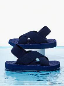 1 双可爱时尚百搭卡通恐龙男童休闲轻便室内拖鞋，春夏