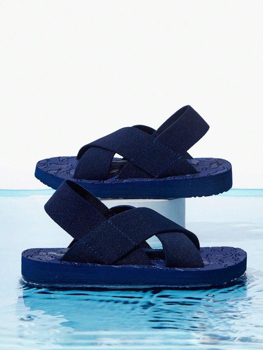 1 双可爱时尚百搭卡通恐龙男童休闲轻便室内拖鞋，春夏