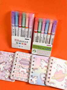 6 件混合图案设计荧光笔，随机包装返校 - 彩色 - 查看 4