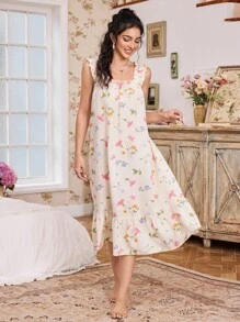 CottageSlumber Váy ngủ dài hở vai họa tiết hoa nhí lãng mạn, váy ngủ Moo Moo Váy ngủ họa tiết hoa lộng lẫy Bountiful Váy ngủ mùa hè Váy ngủ nữ Váy ngủ - Nhiều màu - Xem 1