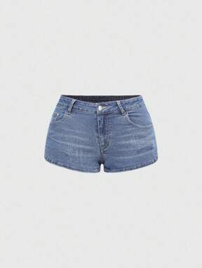 Grunge Punk Women's Y2K Retro Ultra Low Waist Distressed Mini Denim Shorts