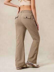 OutZeal 女士户外裤 露营徒步 防水弹力修身喇叭裤腿带口袋