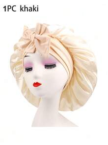 SHEIN Luxury Satin Silk Bandana With Adjustable Tie - Lightweight Hair Care Hat For All Night Comfort, Conditioning And Showering - Men's And Women's Bow Simulated Silk Beauty Hair Care Wide-Brimmed Hat Bandana Sleeping Hat - Multicolor - View 11