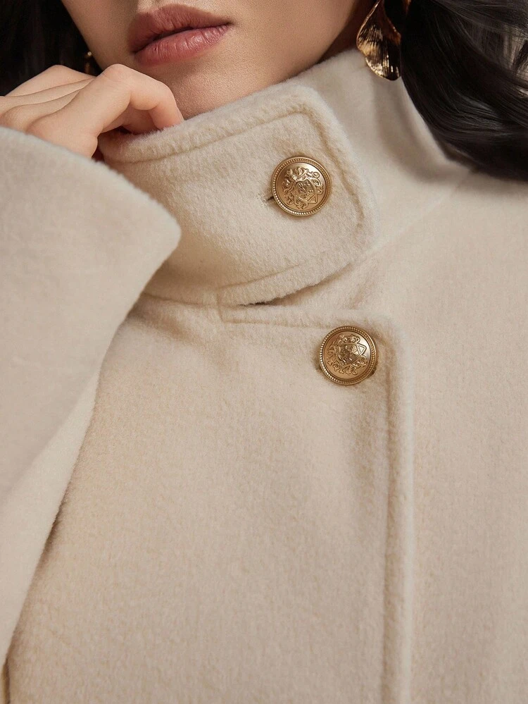 Women's Elegant Solid Color Overcoat, Autumn/Winter
