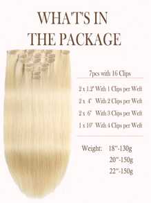 Seamless Clip Ins 7 件 613# 金色 130g/150g 全头无缝 PU 夹式接发 100% 角质层对齐 双染雷米真人发隐形夹式接发 万圣节服装 - S613 - 查看 3