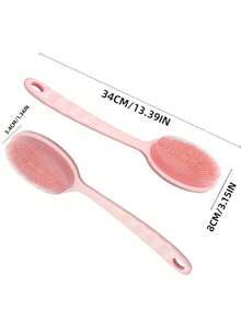 1 件硅胶背部磨砂膏，适用于淋浴 - 1 件短柄身体刷套装，双面去角质和按摩，柔软刷毛，泡沫丰富 - 易于清洁和悬挂晾干设计，无香型，无需电池 - 粉色 - 查看 5