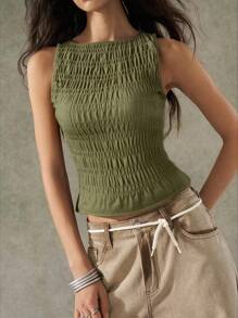 LYSMO Camiseta de mujer plisada elástica estilo bohemio, nueva llegada 2025