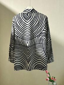 SHEIN LUNE CURVE 大码女士时尚衬衫，适合夏季 - 黑色 - 查看 2