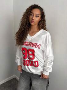 StreetHx Women's Sports Street Number Jersey Sweatshirt Pullover Fall