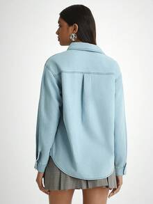 Daynim 女士休闲度假短袖衬衫 - 淺色水洗藍 - 查看 2