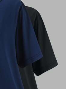 Sparklyn 2pcs Tween Girls' Casual Solid Color Asymmetrical Neck Loose T-Shirt, Summer - Multicolor - View 4