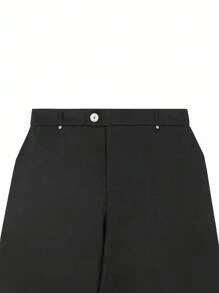 Calvornis Men's Suit Pants, Commuter Casual Versatile Straight-Leg Suit Pants, Waist Rivet Design Men Black Dress Pants Men Church Pants Men High Waisted Pants Black Pants - Black - View 5