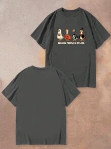 Tseoso 万圣节南瓜鸭图案超大宽松圆领短袖女式 T 恤，复古街头潮流，适合秋季、返校、派对