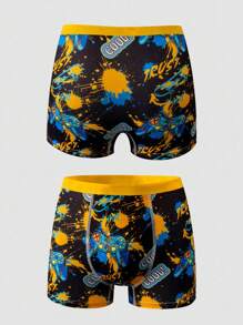 9件套男童图案印花内衣套装，包含足球、篮球、滑板、游戏机图案，复古街头风格，适合外穿