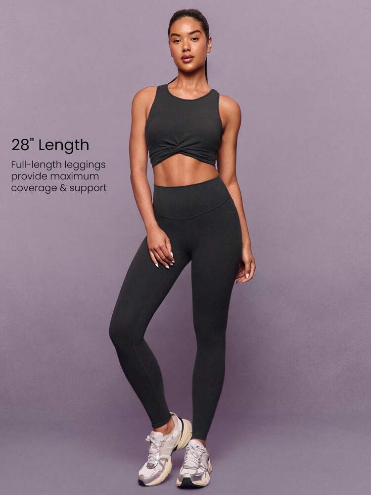 28" FeatherFit™ Mindful Movement Sweat-Wicking Stretchy Leggings With Side Pockets Low-Impact Yoga Pilates Barre Studio Daily Casual Wear Spring Summer