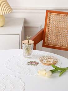 1/4pcs Polyester Embroidered Placemats For Kitchen, Dining Room, Table Decoration, Heat Insulation, Anti-Scratch, Anti-Dust, Suitable For Wedding, Party, Gift, Birthday, Christmas - White - View 2