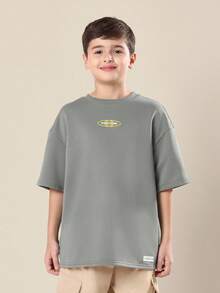 SUMWON Essential Apparel Original Creator Streetwear T Shirt Casual Oversized Crew Neck Short Sleeve Youth Boys Everyday Comfort Spring Summer - Beige - View 3