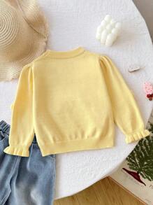 SHEIN Playful Pals 女婴秋冬可爱 3D 手工花卉毛衣，柔软舒适温暖的纱线，适合派对、万圣节装扮