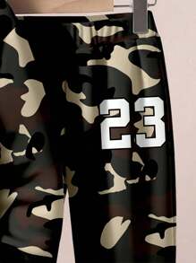 SHEIN 男童 2 件套 23 迷彩印花宽松休闲连帽衫运动衫套装秋冬季 - 彩色 - 查看 5