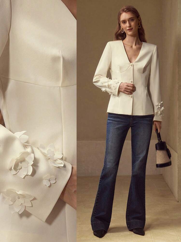 APPLIQUES BUTTON UP BLAZER