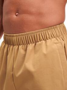 Pantalones casuales sueltos de pierna ancha con cintura elástica y pliegues para hombres, color marrón - Marrón - Ver 5