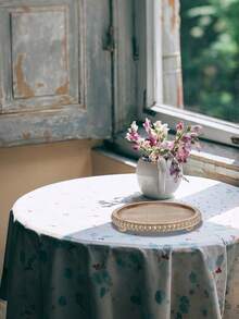 SHEIN 1PC Decor 12in Round Tray For Home Decor- Brown Wood Beaded Tray- Decorative Round Tray For Living Room Decor Coffee Table Decor Kitchen Table Decor Or Farmhouse Serving Tray