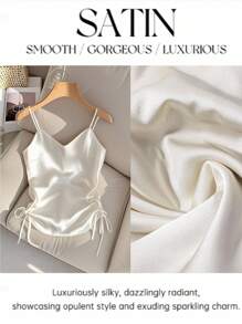 GlowEve Women Solid Color Simple Daily Tied Strap Camisole - Apricot - View 6