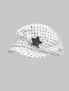 ROMWE Kawaii 1 件黑白波尔卡圆点八角帽，复古风格贝雷帽，女士画家帽，春夏季（波尔卡圆点图案随机）