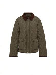 DAZY Abrigo acolchado y acolchado de invierno para hombre con cuello texturizado marrón, chaqueta verde militar - Verde militar - Ver 3