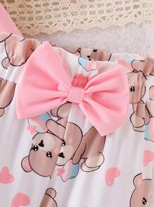 SHEIN Playful Pals Baby Mädchen Set aus Bodysuit mit Bären Muster und digital bedruckter Hose - Babypink - Übersicht 3